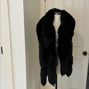 Luxurious Black real fox fur wrap two are sewn together
